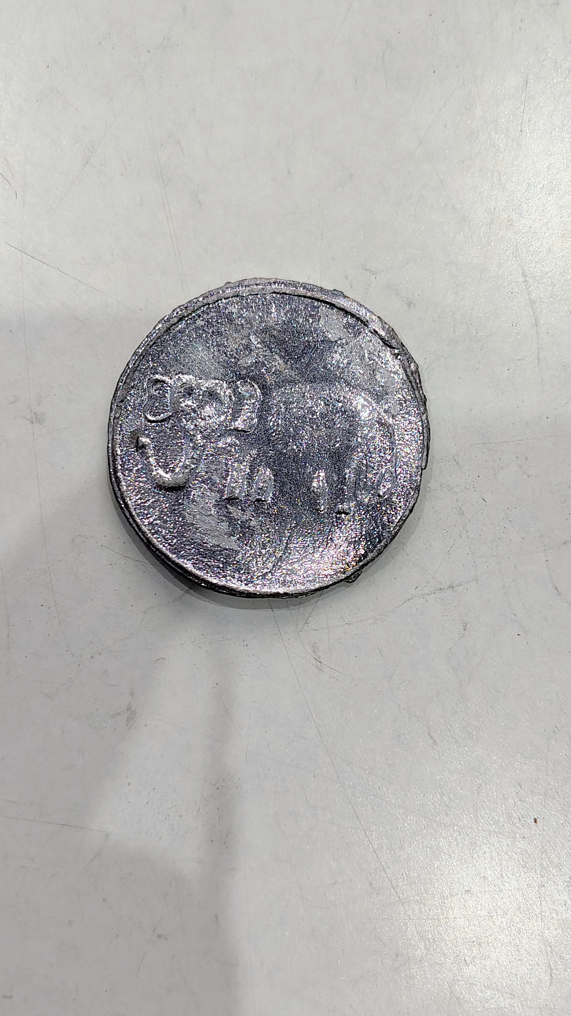 Silver Finish Metal Rahu Elephant Coin