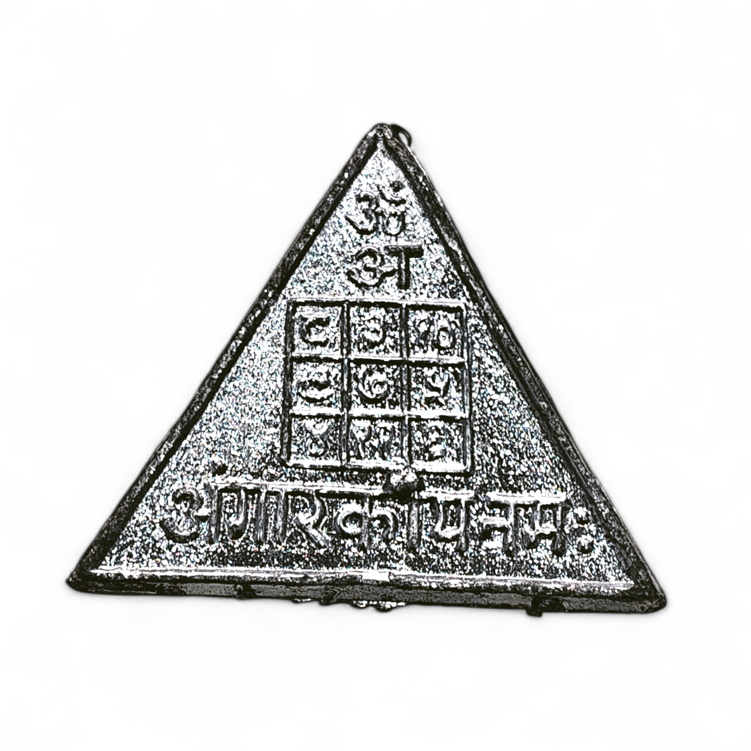 Silver Finish Triangle Mangal Beesa Yantra