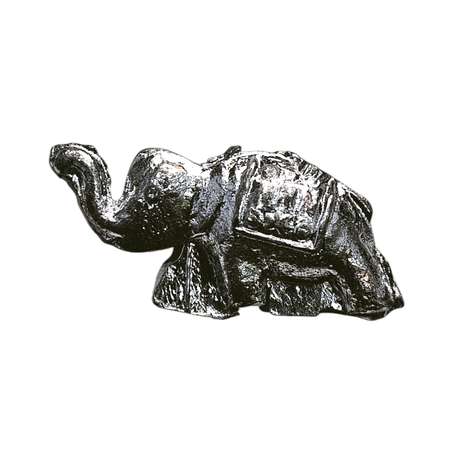 Silver Finish Metal Rahu Elephant Figurine