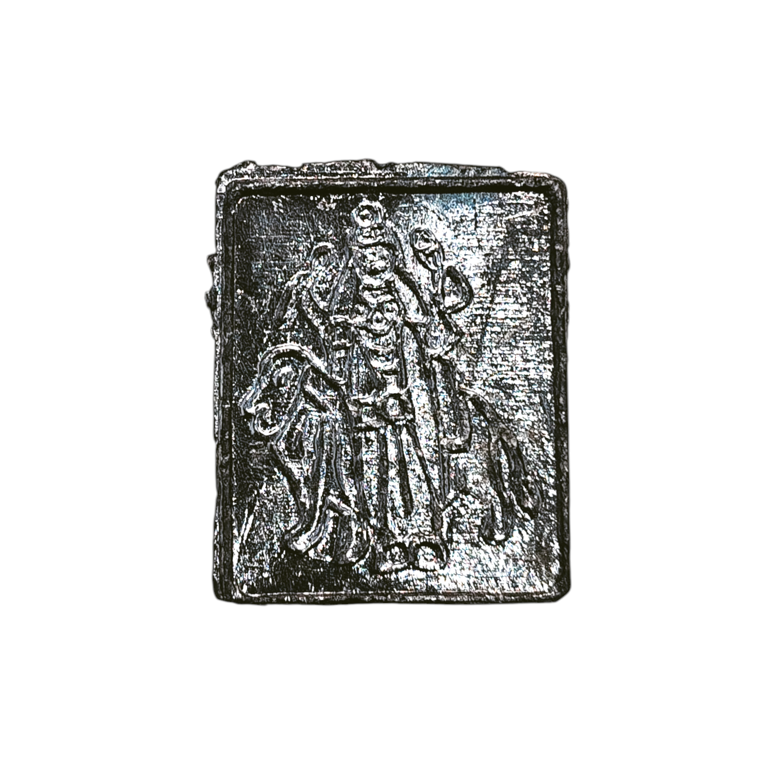 Silver Finish Metal Budh Dev Figurine Plate