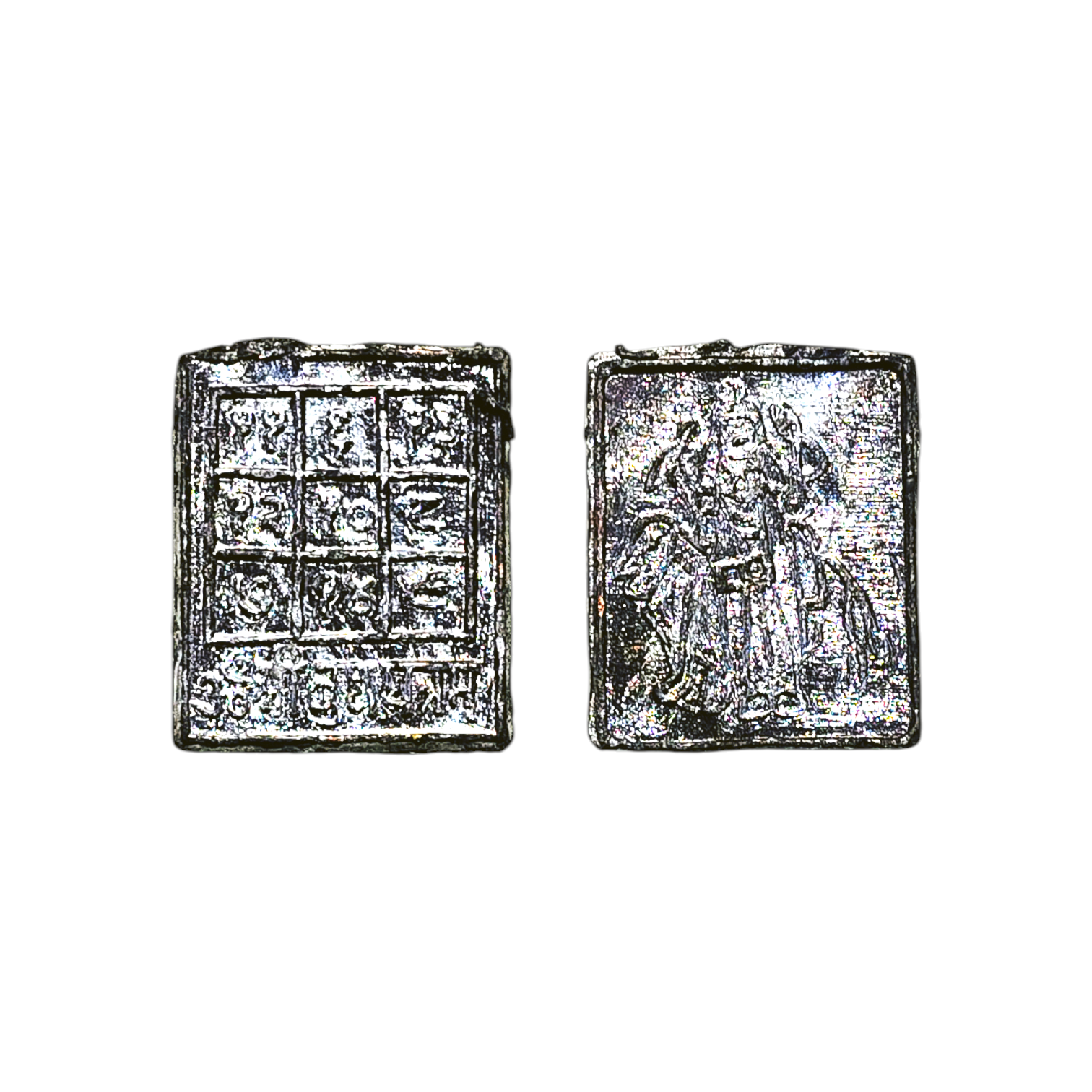 Silver Finish Rahu Dev s Yantra Plate Set