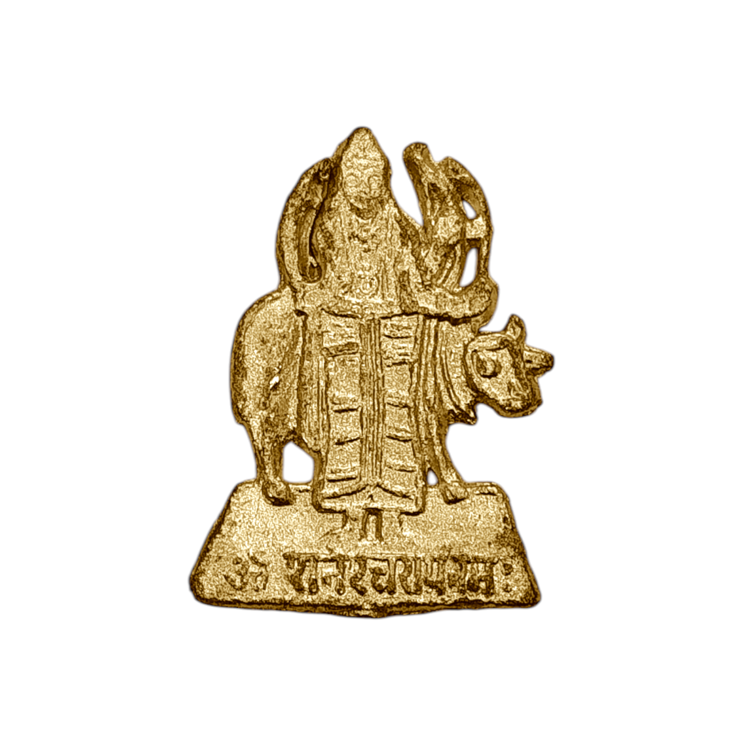 Gold Finish Metal Shani Dev (Saturn) Figurine Plate
